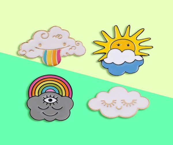 

new cute cartoon dark cloud rainbow sun brooch creative personality accessories jewelry one eye colorful cloud gift pins7458038, Gray