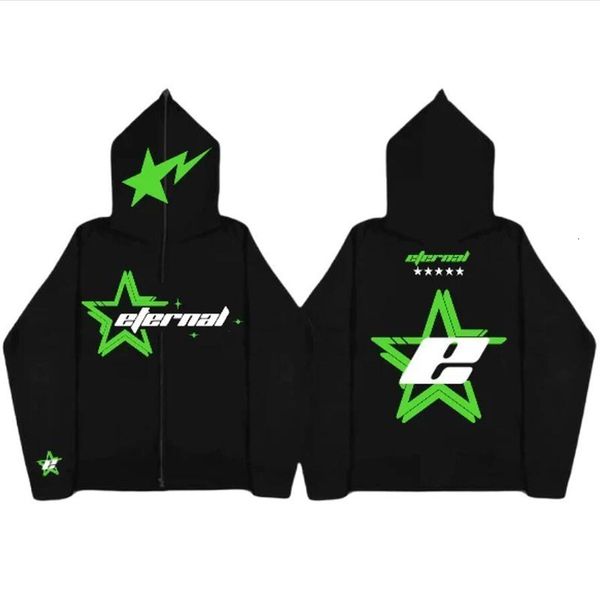 

women's hoodies sweatshirts men's star letter printing vintage 2000s zipper hoodie high street fashion y2k punk clothes harajuku c, Black