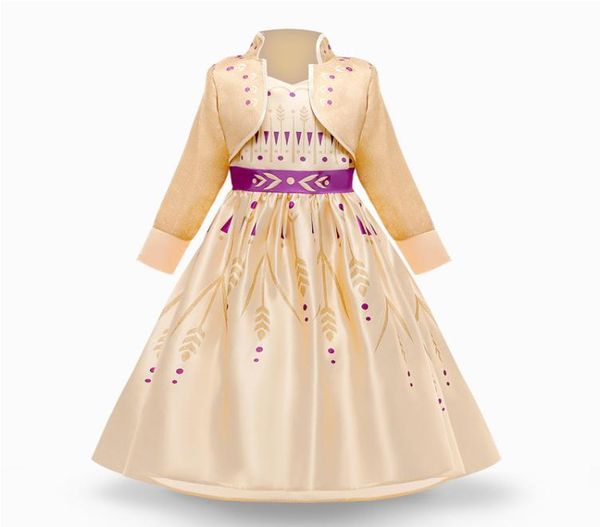 

410 years cosplay girls princess dresses frozen 2 carnival costume girls dress children party clothing baby dresses kids fancy ve5757352, Red;yellow