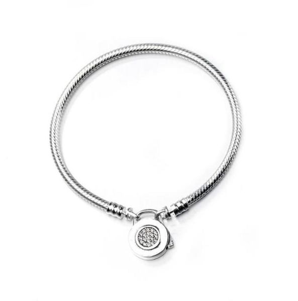 

925 sterling silver bracelets 3mm chain fit lock bangle bracelet jewelry gift for men women w794155219, Golden;silver
