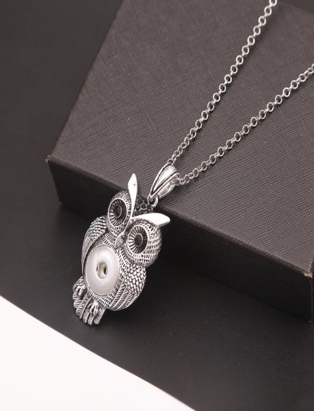 

fashion noosa owl pendant necklace ginger snap jewelry 18mm 4colors button with stainless steel chain for women christmas gift5604090, Silver