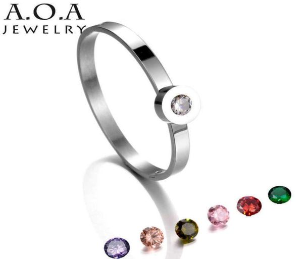 

arrival multi color luxury brand bangle stainless steel interchangeable cz stone bracelets for women q071939541974264250, Black