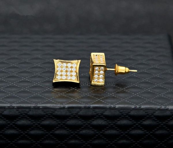 

fashion square stud earrings for women classic sparkling cubic zircon paved setting boucles d039oreilles brincos whole5595785, Golden;silver