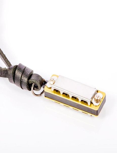

pendant necklaces retro mini harmonica necklace leather metal creative musical instrument women men jewelry7442761, Silver