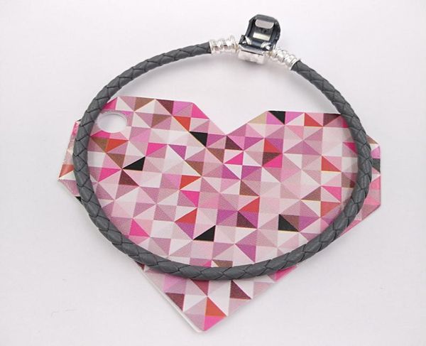 

moments single woven leather bracelet - grey 925 sterling silver fits european style jewelry charms beads hand made andy jewel 590705csg-d32, Golden;silver