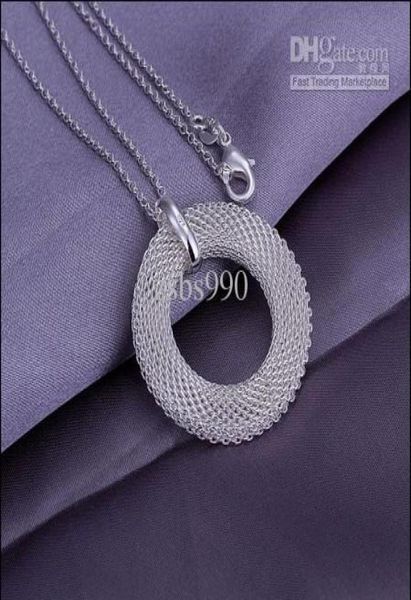 

925 silver mesh circle pendant necklace fashion woman jewelry 10pcslot3538419
