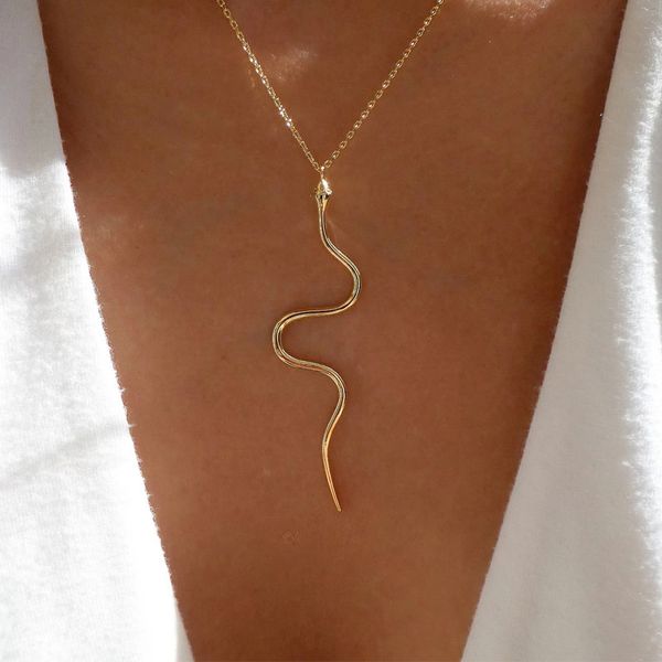 

delicate 18k gold silver snake pendent necklace for women simple snake collar chain necklaces punk hip hop fashion jewelry gift