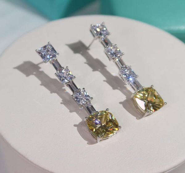 

fashion trend high yellow diamond earrings prom party superior quality celebrity earrings silver needle anti allergy9618237, Golden