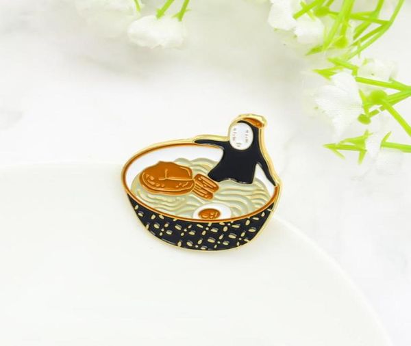 

enamel pins customized funny japanese anime ramen no face man fashion punk brooch 1060 d33084212, Gray