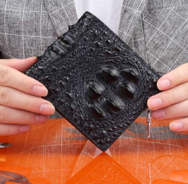 

new crocodile leather wallet men039s short highend youth business horizontal vertical wallet2408410, Black
