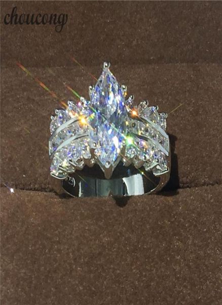 

choucong handmade jewelry marquise cut 5ct diamonique cz 925 sterling silver engagement wedding band ring for women men gift9200180, Slivery;golden