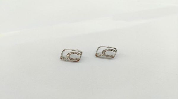 

2023 luxury quality charm square shape stud earring in silver plated have box stamp diamond ps7666a2830110, Golden