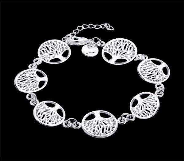 

women039s sterling silver plated tree of life charm bracelet gssb607 fashion 925 silver plate jewelry bracelets1036714, Golden;silver