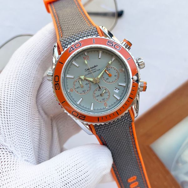 

omeg wrist watches for men 2023 new mens watches all dial work quartz watch luxury brand chronograph clock watch rubber watch band men fashi, Slivery;golden