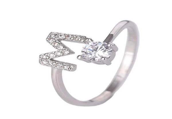 

ring s of silver plated creative fashion new japanese and korean version simple diamond 26 open letter ring women039s jewel8040091