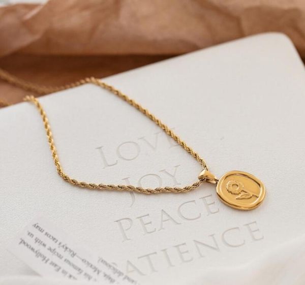 

fadeless small square flower necklace women's long sweater pendant twist chain niche light luxury design3860022, Silver
