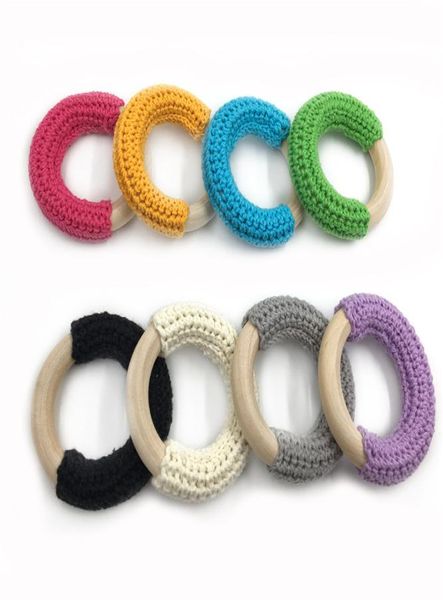 

50mm newborn wood teether baby teething toy natural maple cotton wooden ring chunky crochet ring teething ring baby teether gift8344061