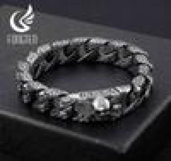 

fongten gothic retro style mens bracelets stainless steel skull franco link curb chain bracelet for men punk fashion jewelry 210328648653, Golden;silver