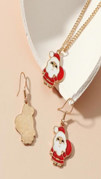 

cute cartoon drip color christmas tree christmas gift earrings necklace set7590423, Silver