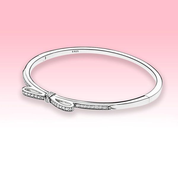 

women cz diamond bow bangle bracelets jewelry for 925 sterling silver wedding engagement bracelet with original box2799622, Black