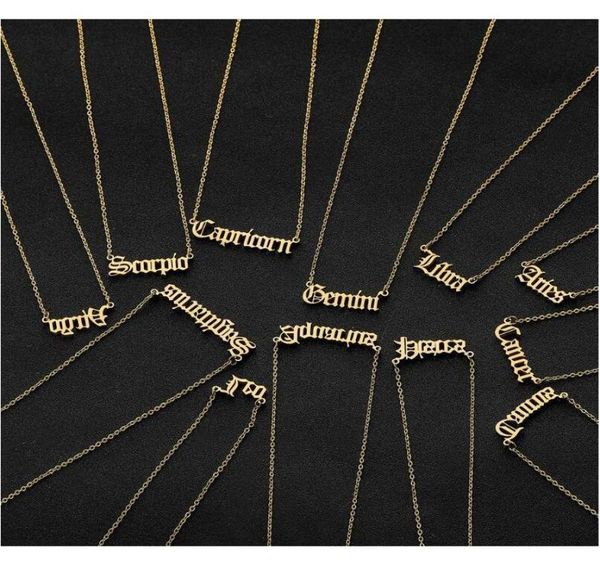 

personalized letter zodiac necklace constellation necklaces custom stainless steel old english necklace birthday jewelry gifts ycu4185048, Silver