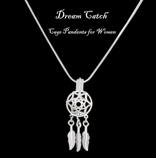 

special design silver dream catcher cage pendants dreamcatcher beads pearl cage pendant love pearl charms birthday gift p1619778129