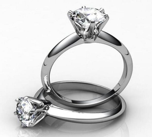 

whole handmade solitaire six claw luxury jewelry selling 925 sterling silver round cut white z cz diamond women weddin7677323, Slivery;golden