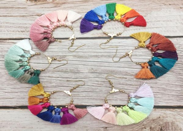 

colorful soft tassel statement earrings for women gold circle with beads large tassels fan fringe earrings jewelry accessories9804018, Silver