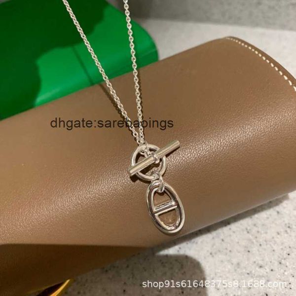 

aher mas designer luxury nacklace silver h pig nose necklace for women with pure silver pendant and collar chain