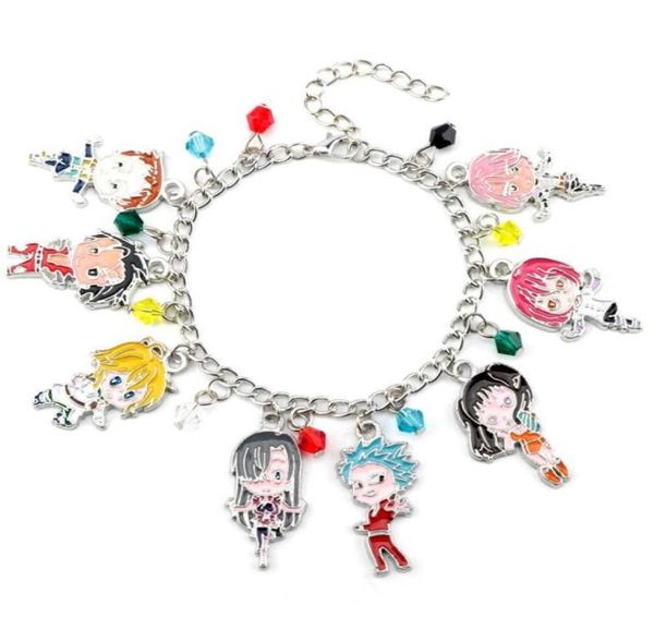 

link chain the seven deadly sins meliodas elizabeth liones charm bracelet escanor lion merlin boar gowther goat king ban jewelry7374093, Black