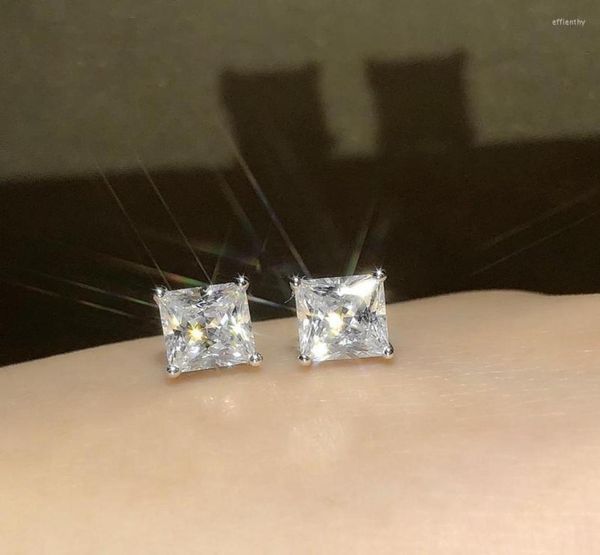 

stud simple 100 925 sterling silver square earring diamond cz stone engagement wedding earrings for women bridal party jewelrystu1683220, Golden;silver