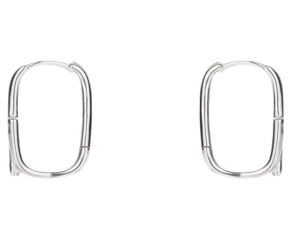 

100 925 sterling silver hoop earrings simple square stud earring for women men039s summer jewelry with retail box3615216, Golden;silver
