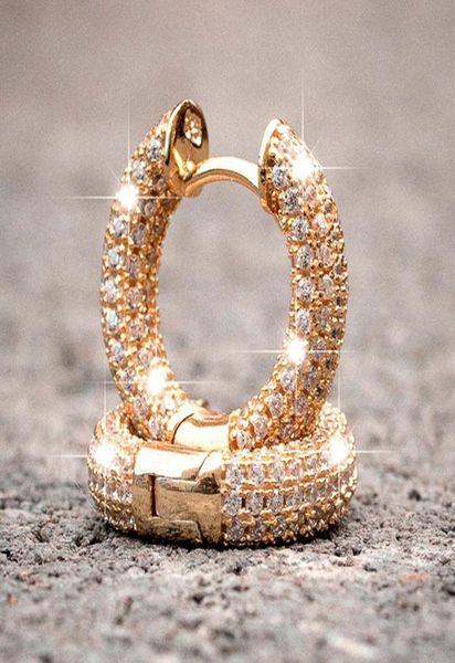 

crystal zircon stainless steel earring women men huggies circle ear buckle hoop earring3096796, Golden;silver