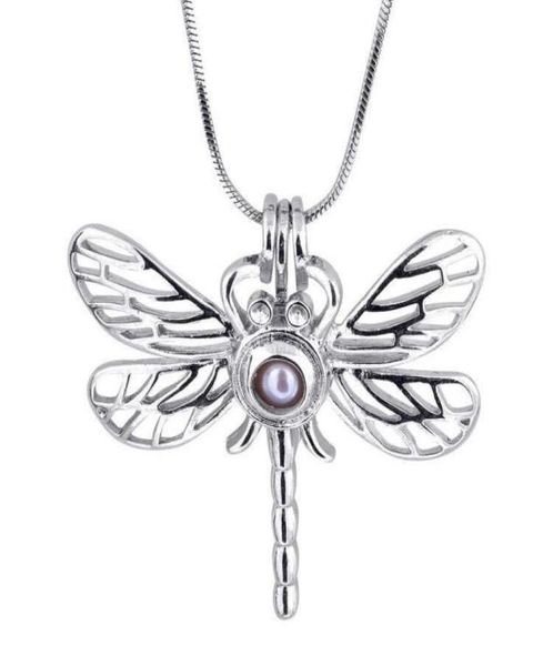 

18kgp big dragonfly locket cages pearl gem bead pendant mountings diy jewellery charms1905386, Silver