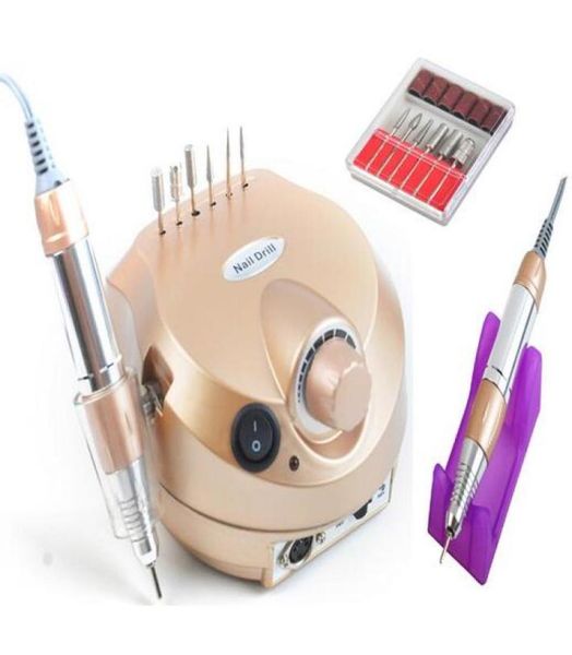 

whole 110220v 35000 rpm pro electric nail drill file bit machine manicure kit pro salon home nail tools set 6882434, Silver