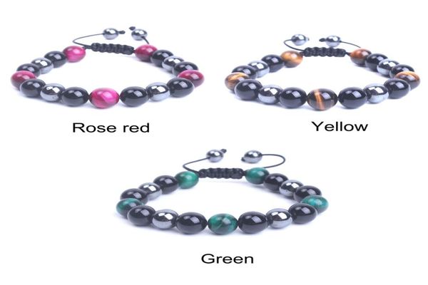 

in stock 10mm tiger eye hematite black onyx beads bracelet for menwomen natural stone jewelry drop adjustable bracel5355536