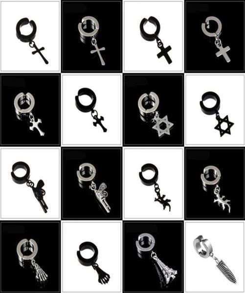 

popular hip hop stainless steel painless ear clip earrings for menwomen punk black non piercing fake earrings jewelry gifts9042186, Silver