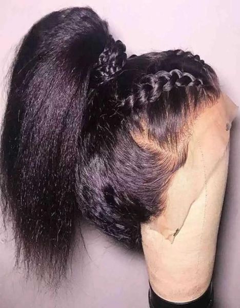 

glueless full lace human hair wigs remy kinky straight lace front wig 360 lace front wig human hair pre plucked human hair wigs s07714979, Black;brown