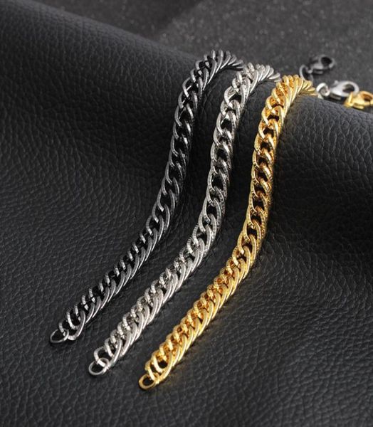 

fashion jewelry men women bracelets stainless steel luxury bracelets man woman designer bracelets chains titanium link 05cm08cm3953788, Black