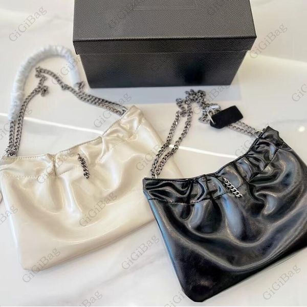 

wax oil leather chain designer shoulder bag womens elegance simple atmosphere soft axillary package solid color handbag