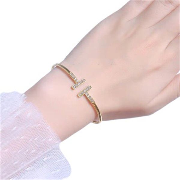 

t family's same style luxury brand designer bracelet bangle women's white shell bare body with diamond sterling silver 18k plated, Black