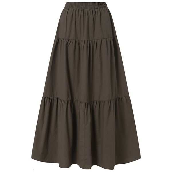 

skirts y2k aesthetic fairycore vintage pleated skirt korean fashion harajuku grunge high waist long skirt retro ramie cotton clothes 230717, Black