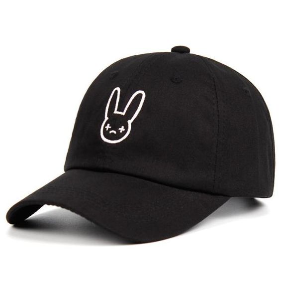 

bad bunny 100 cotton hat rapper reggaeton artist dad hat snapbacks baseball cap concert hat hip hop embroidery hats3602551, Black;white