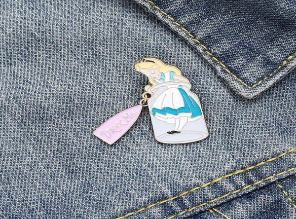 

drink me bottle cute enamel brooches pin for women girl fashion jewelry accessories metal vintage brooches pins badge whole gi9185227, Gray
