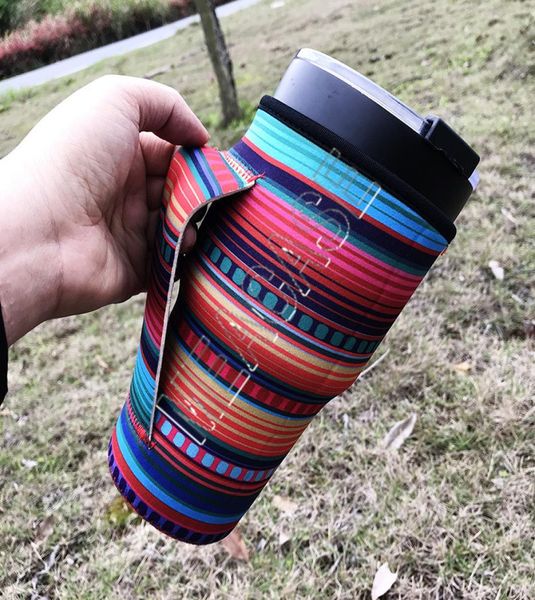 

with handle neoprene sleeve for 30oz tumbler cup mugs water bottle leopard rainbow cactus print cup covers bag cases pouch d819074114466