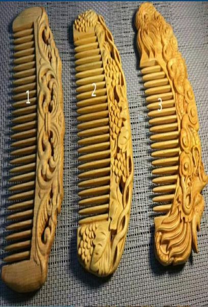 

natural genuine white jade comb carving all kinds of styles with exquisite box a picture fragrance lasting no 282943510, Golden;white