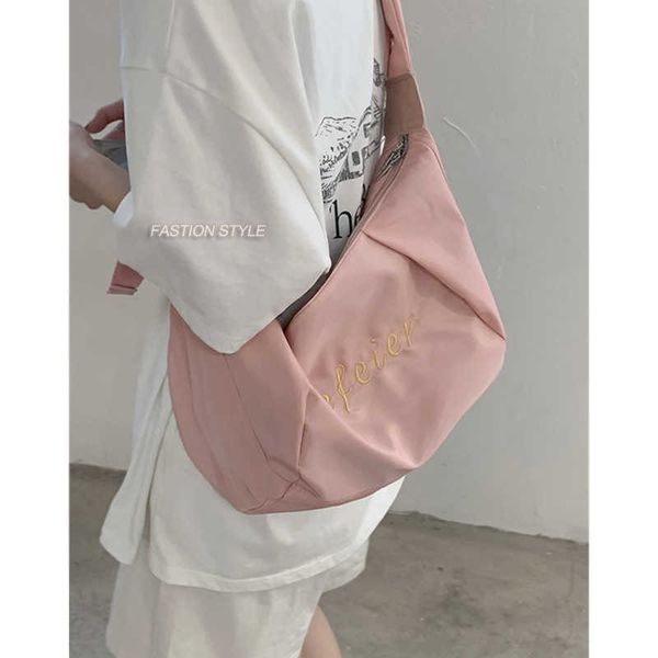 

canvas women's crossbody bag trend 2023 oxford shoulder handbag korean solid color student phone bag simple shopper bags purse, Black