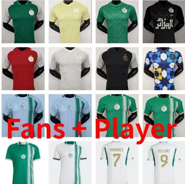 

maillot algerie 2023 2024 soccer jerseys player version fans algeria atal delort 22 23 24 bennacer football shirt kits mahrez feghouli unifo, Black;yellow