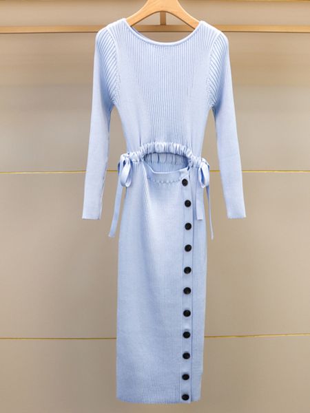 

new s-elf portrait visibility rib knit dress, Black;gray