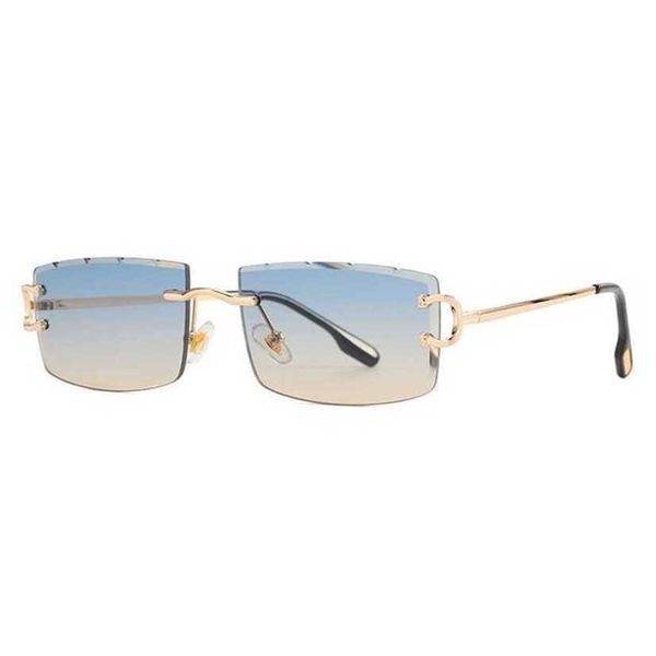 

sunglasses 2023 designer new new polygon frameless cutting edge fashion net red same personalized curved leg women's face is smallkajia, White;black